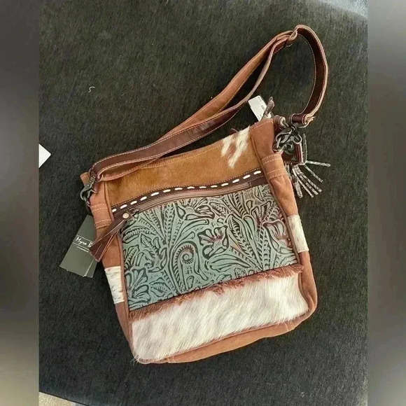 New Spring 2022 Myra Bag Cowhide Canvas Embossed tassel Leather Crossbod… - Picture 6 of 6